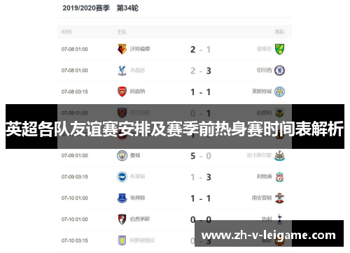 英超各队友谊赛安排及赛季前热身赛时间表解析 英超各队友谊赛安排及赛季前热身赛时间表解析